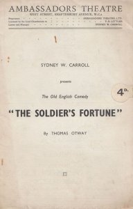 The Soldiers Fortune Thomas Otway Comedy London Theatre Programme