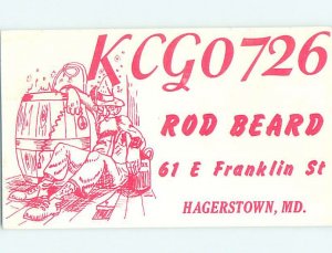 Pre-1980 RADIO CARD - CB HAM OR QSL Hagerstown Maryland MD AH1206