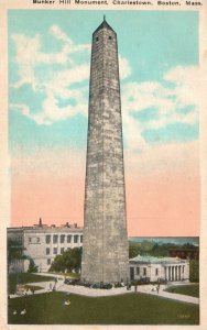 Vintage Postcard Bunker Hill Monument Charlestown Boston Massachusetts M. Abrams