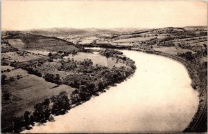 Susquehanna River Towanda Wyalusing Pennsylvania BW Cancel WOB Postcard 