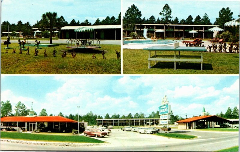 Postcard GA Folkston Howard Johnson's Motor Lodge Classic Cars Pool 1971 K13