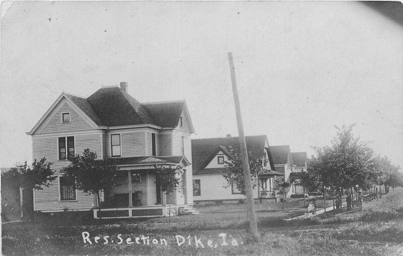 1907 Dike Iowa Grundy County Residence Section Postcard 3656 RPPC real photo
