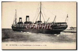 Old Postcard Boat Le Havre The Transatlantic Lorraine