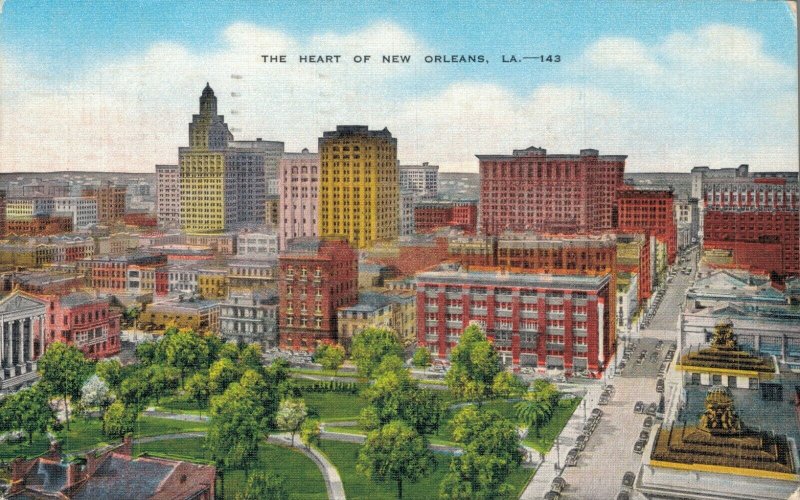 USA The Heart Of New Orleans Linen Postcard 08.19