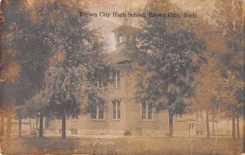 Brown City Michigan Brown City High School Real Photo Vintage Postcard AA1378