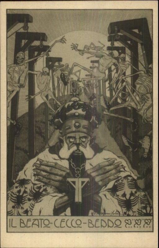 WWI Propaganda Blessed Cecco Beddo Hanged Skeletons MaCabre Anti German