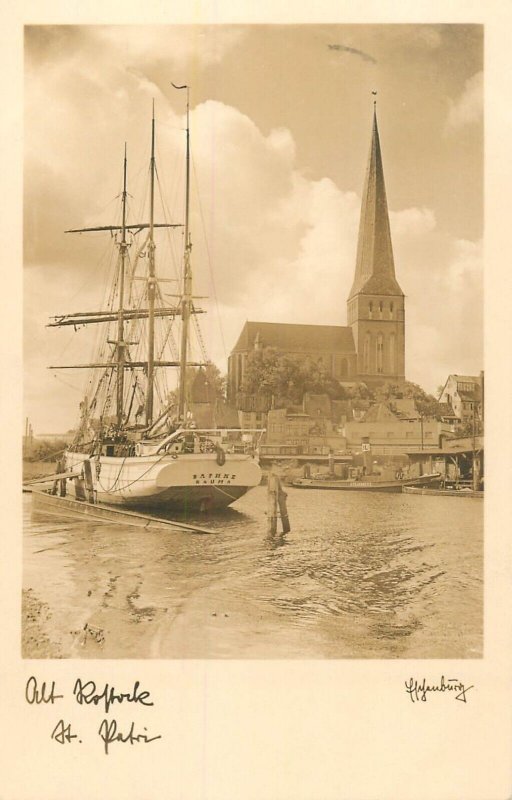 Sailing & navigation themed postcard sailing vessel church