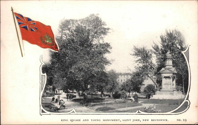 St. John New Brunswick NB King Square Embossed Flag c1905 Vintage Postcard