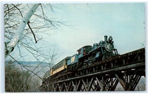 LUDLOW, VT ~ Steam RAILROAD TRAIN on TRESTLE c1966 Windsor County Postcard