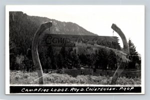 RPPC Camp Fire Lodge West Yellowstone Montana Roy D Christensen Photo Postcard 4