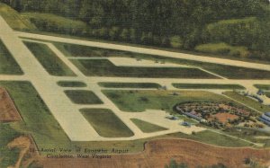 Aerial View Kanawha Airport Charleston WV Linen Postcard