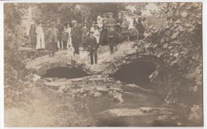 Unlocated Bridge, Part Collapsed, With Crowd Inc Cyclists RP PPC Unused, c 1910s