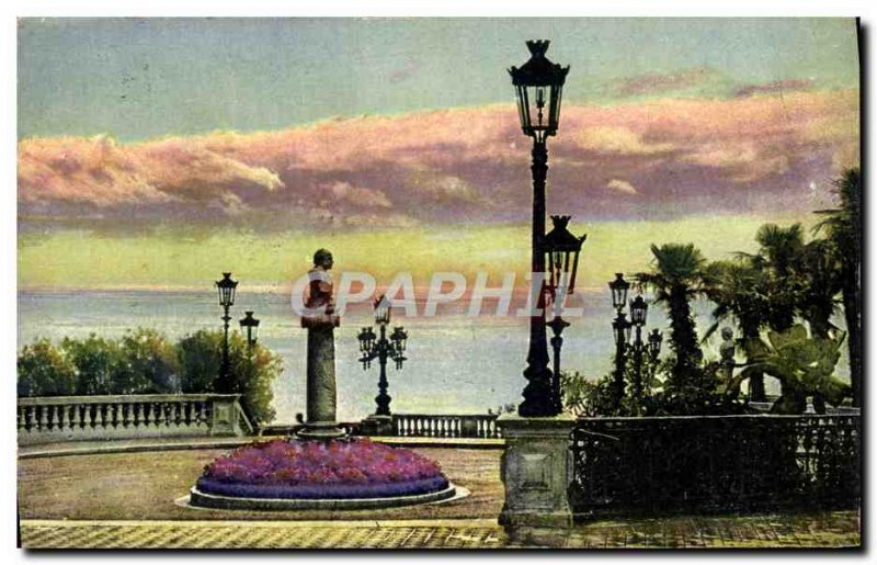 Old Postcard Monte Carlo casino terraces Effect of sun