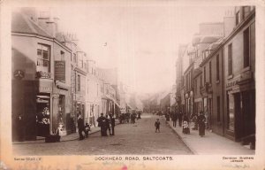 Saltcoats Ayrshire Scotland-Dockhead Rd-Crown Hotel-Stores-Davidson 1907 RPPC