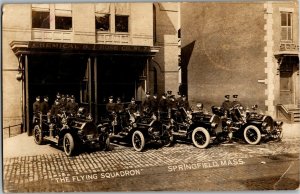 RPPC Flying Squadron, Springfield MA Fire Fighters Firemen c1907 Postcard W10