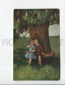 473020 FRANZEN Kids Chestnut Garden love Vintage postcard SWSB #6216