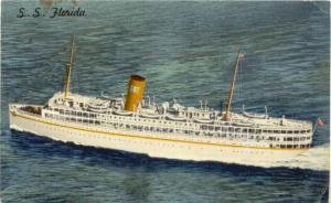 S.S. Florida Nassau Cruiser Steam ship houseboat Miami postcard Bahamas stamp