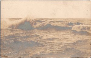 Real Photo Postcard Lake Michigan on a Windy Morning in Chicago, Illinois~3348