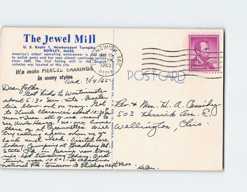 Postcard The Jewell Mill, Rowley, Massachusetts