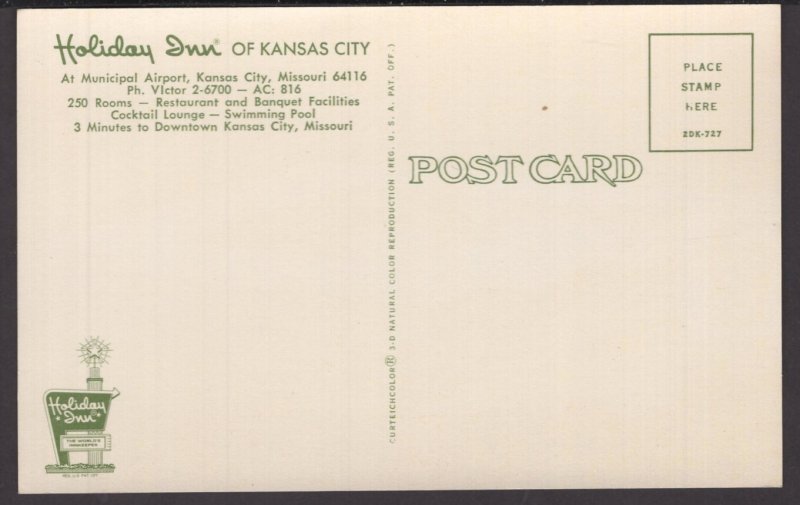 Missouri Holiday Inn of Kansas City at Municipal Airport Ph Victor 2-6700 Chrome