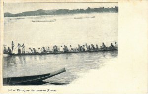 PC CPA LAOS, INDOCHINA, PIROGUE DE COURSE, Vintage Postcard (b20901)