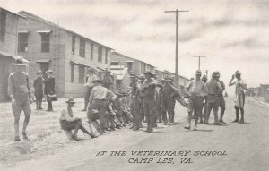 At the Veternary School, Camp Lee, Virginia, World War I Era Postcard, Unused