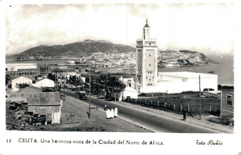 Spain Ceuta Una Hermosa Vista De La Ciudad Del Norte de Africa RPPC 07.38