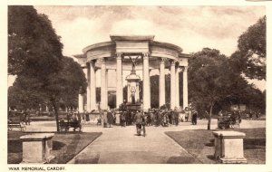 Cardiff Wales, War Memorial Alexandra Gardens Cathays Park, Vintage Postcard