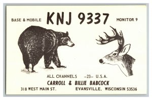 QSL Radio Card From Evansville Wisconsin KNJ 9337 