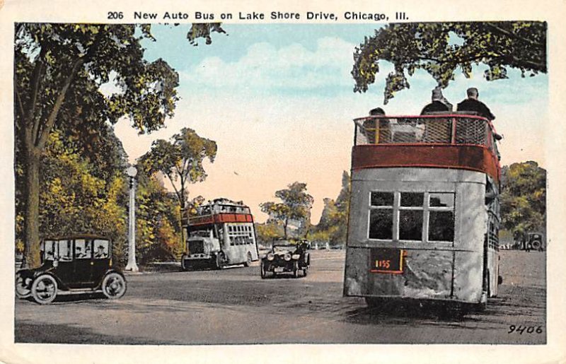 New auto bus on Lakeshore Drive Chicago, Illinois, USA Bus Unused 