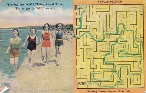 Beach Scene Having An A-Maze-ing Good Time Postcard