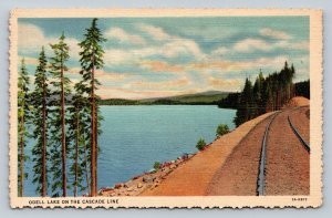 Odell Lake on the Cascade Line Oregon Vintage Linen Postcard 1664