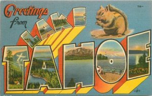 Lake Tahoe California large Letters Multi Scenic View 1940s Postcard 21-700