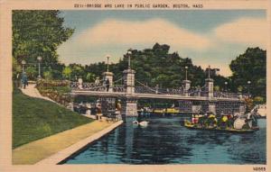 Massachusetts Boston Bridge and Lake In Public Garden 1948