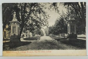 Pa State College Main Entrance to College Grounds Early udb Postcard P19