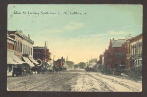 LEMARS IOWA DOWNTOWN MAIN STREET SCENE VINTAGE POSTCARD LE MARS IA.