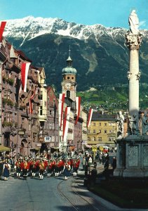 Postcard Mary Theresa Street With The Town Musical Band Innsbruck Austria