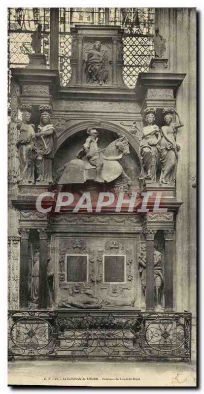 Old Postcard Rouen Grand Format The Cathedral Tomb of Louis de Breze 15 * 28 cm