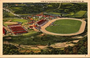 Horse Racing Aerial View Of Fairgrounds and Racetrack Cumberland Maryland 1941