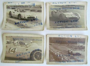 RACING CARS LOT of 4 small ANTIQUE REAL PHOTOS automobiles