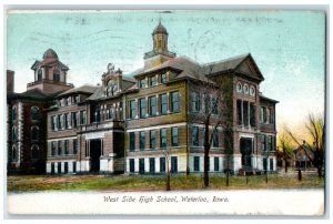 1910 West Side High School Exterior Building Waterloo Iowa IA Vintage Postcard