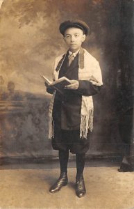 Young Boy Judaic Writing on back real photo