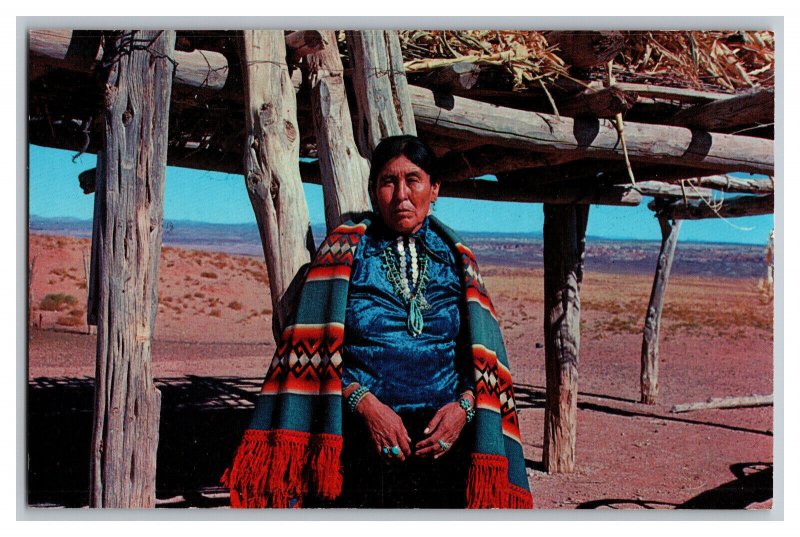 Postcard Navajo Woman Traditional Colorful Clothing Vintage Standard View Card