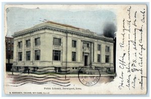 1910 Exterior View Public Library Building Davenport Iowa IA Vintage Postcard