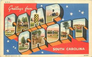 Camp Croft South Carolina Large letters Postcard linen Teich Military 5974 