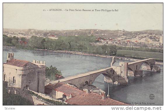 AVIGNON, Le Pont Saint -Benezet et Tour Phillippe-le-Bel, Vaucluse, France, P...