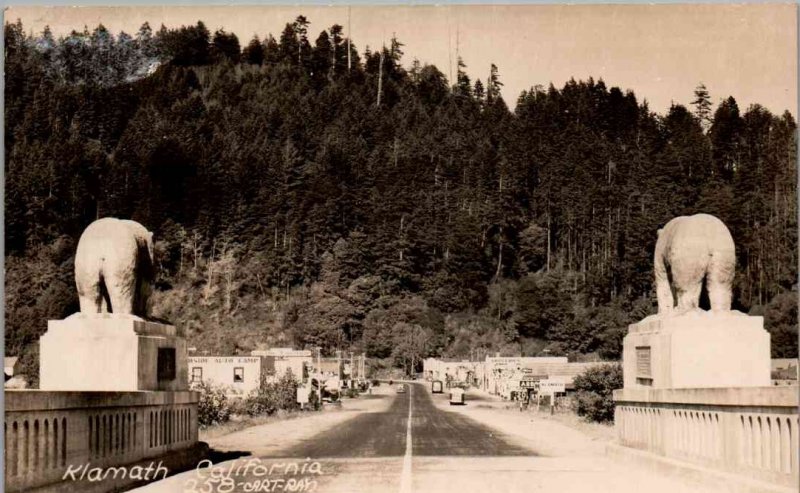 RPPC - Klamath, California - Entrance to the City at the Bridge - c1940