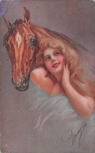 Horse Racing Glamour Risque Beauty Old Postcard Please Read