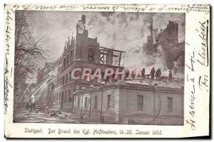 Old Postcard Firefighters Stuttgart Der Brand of Kgl Hoftheaters 19 20 januar...