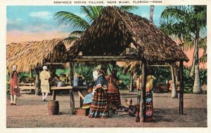 Vintage Postcard 1930's Pirates' Cove Village Tropical Jungle Miami FL
